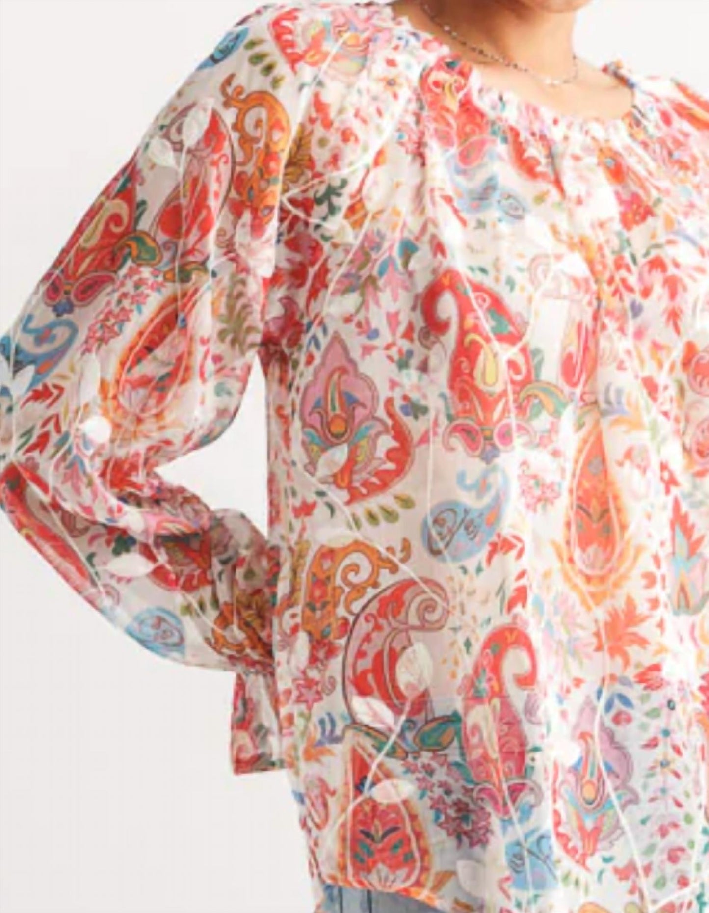 Papillon - Floral Embroidered Paisley Off The Shoulder Top