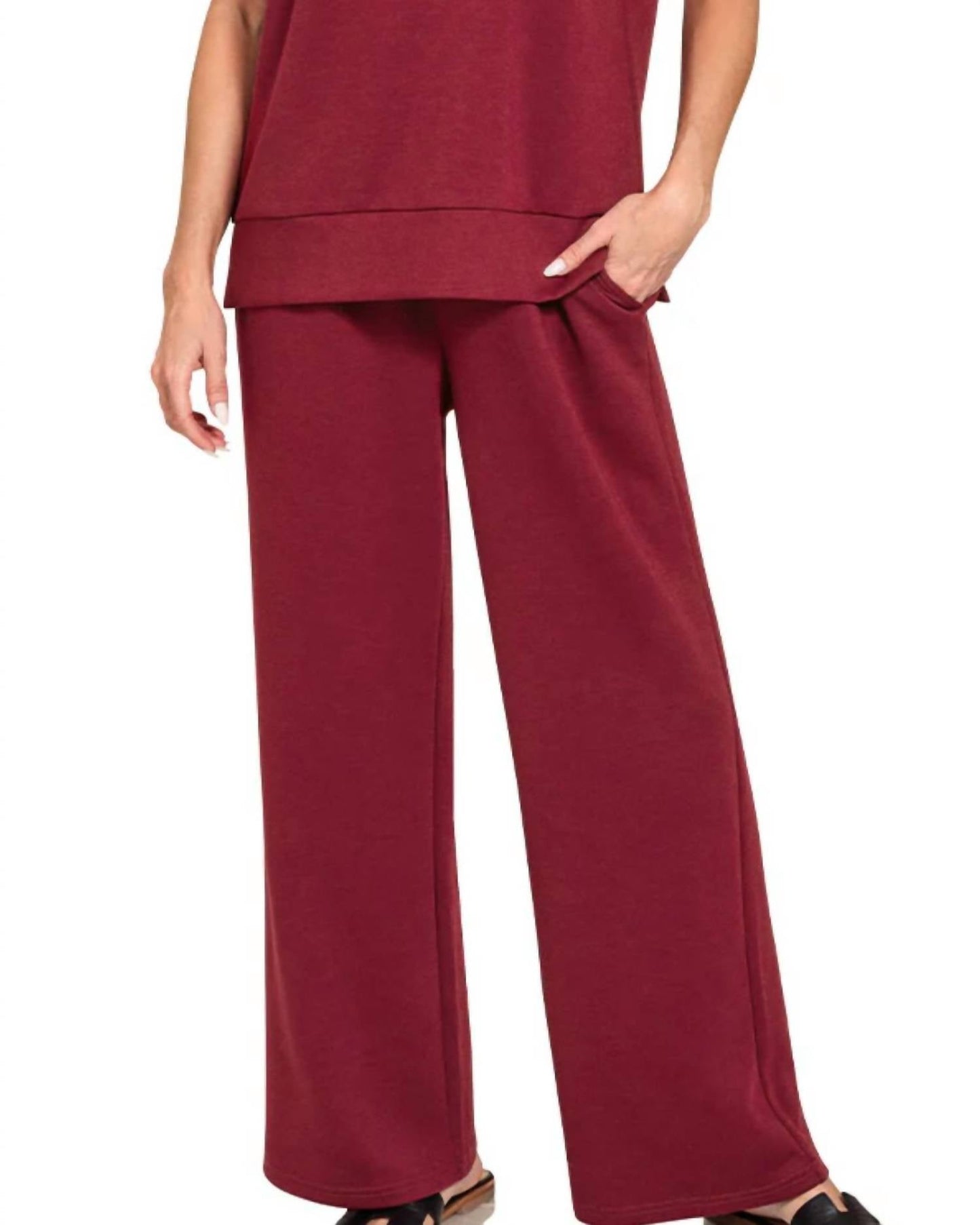 Zenana - Scuba Wide Leg Pants With Pockets