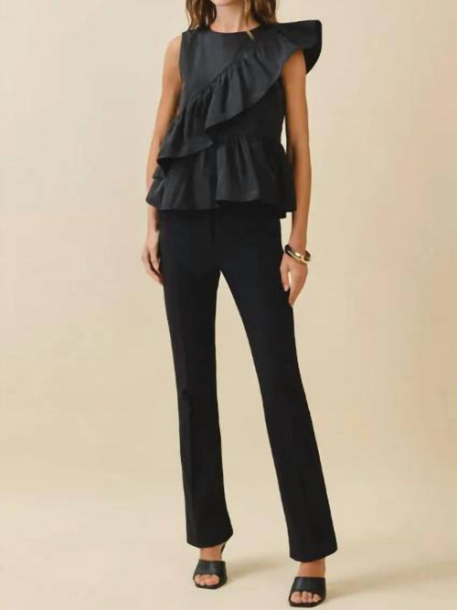 Tcec - Cascading Ruffle Panels Drape Detail Peplum Top