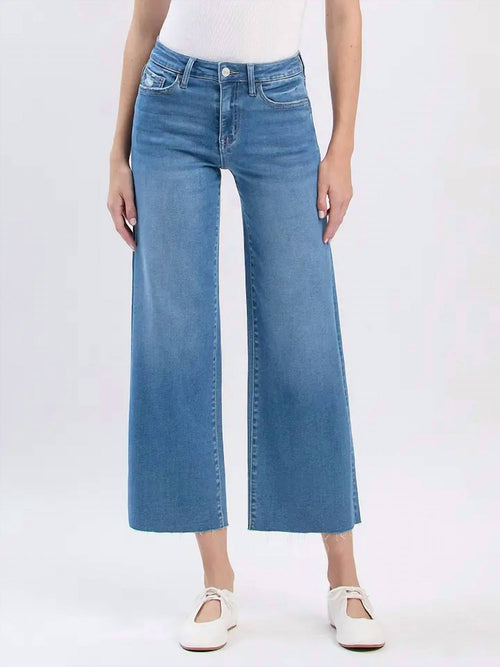 Vervet By Flying Monkey - High Rise Clean Cut Raw Hem Crop Slim Wide Jeans