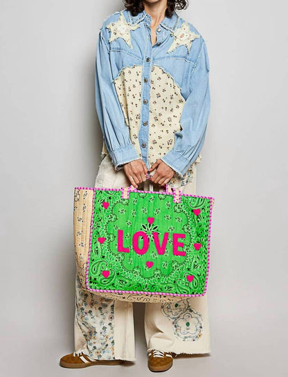 Pol - LOVE Bandana Quilted Tote Bag