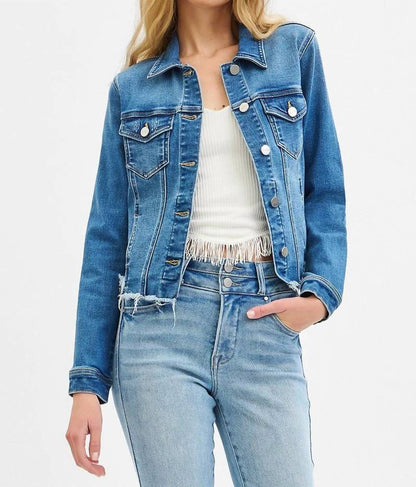 Risen - Fray Hem Western Jean Jacket