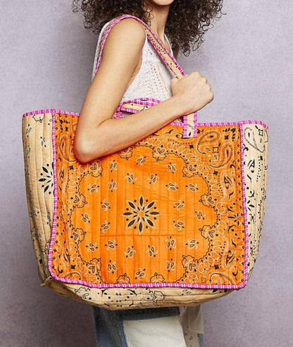 Pol - LOVE Bandana Quilted Tote Bag