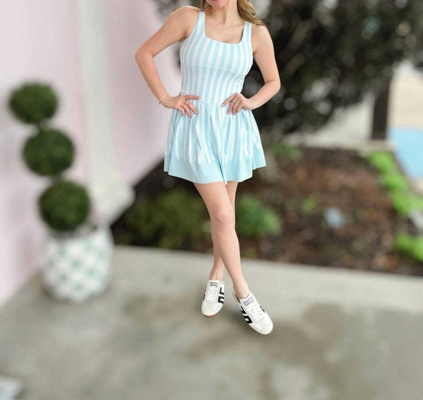 Peach Love - Sail Away With Me Striped Activewear Dress
