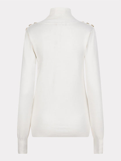 Esqualo - Women's Sweater Shoulder Button Collar Basic Knit Top