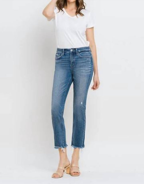 Vervet By Flying Monkey - High Rise Uneven Raw Hem Slim Straight Jean - Plus