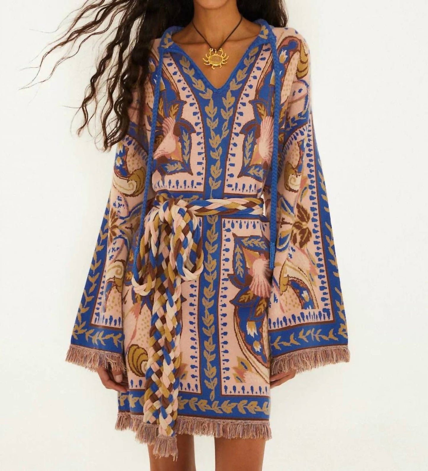 Farm Rio - Sea Garden Scarf Knit Mini Dress