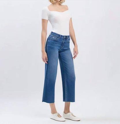 Vervet By Flying Monkey - High Rise Clean Cut Raw Hem Crop Slim Wide Jeans