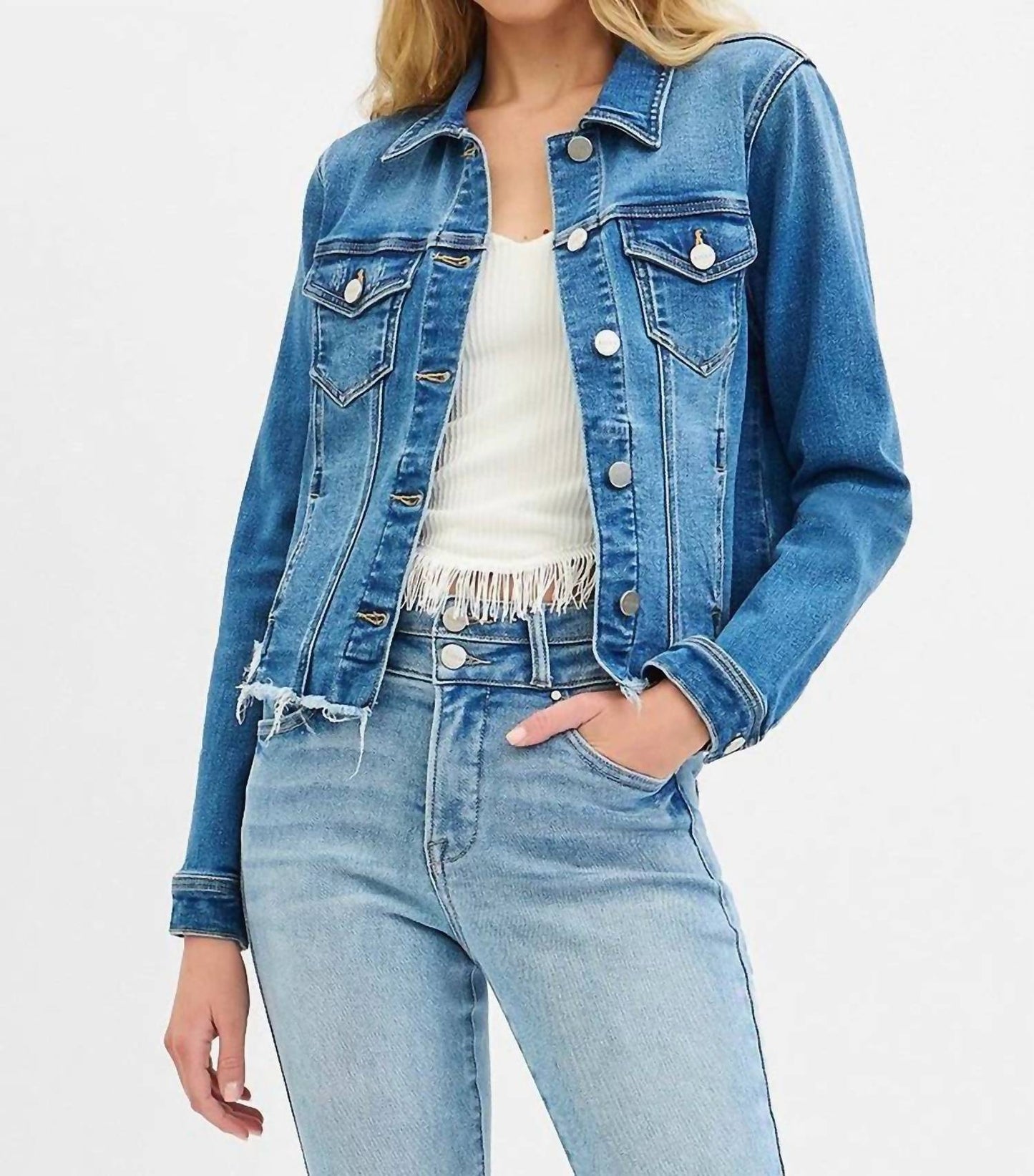 Risen - Fray Hem Western Jean Jacket