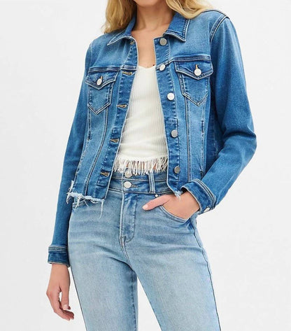 Risen - Fray Hem Western Jean Jacket