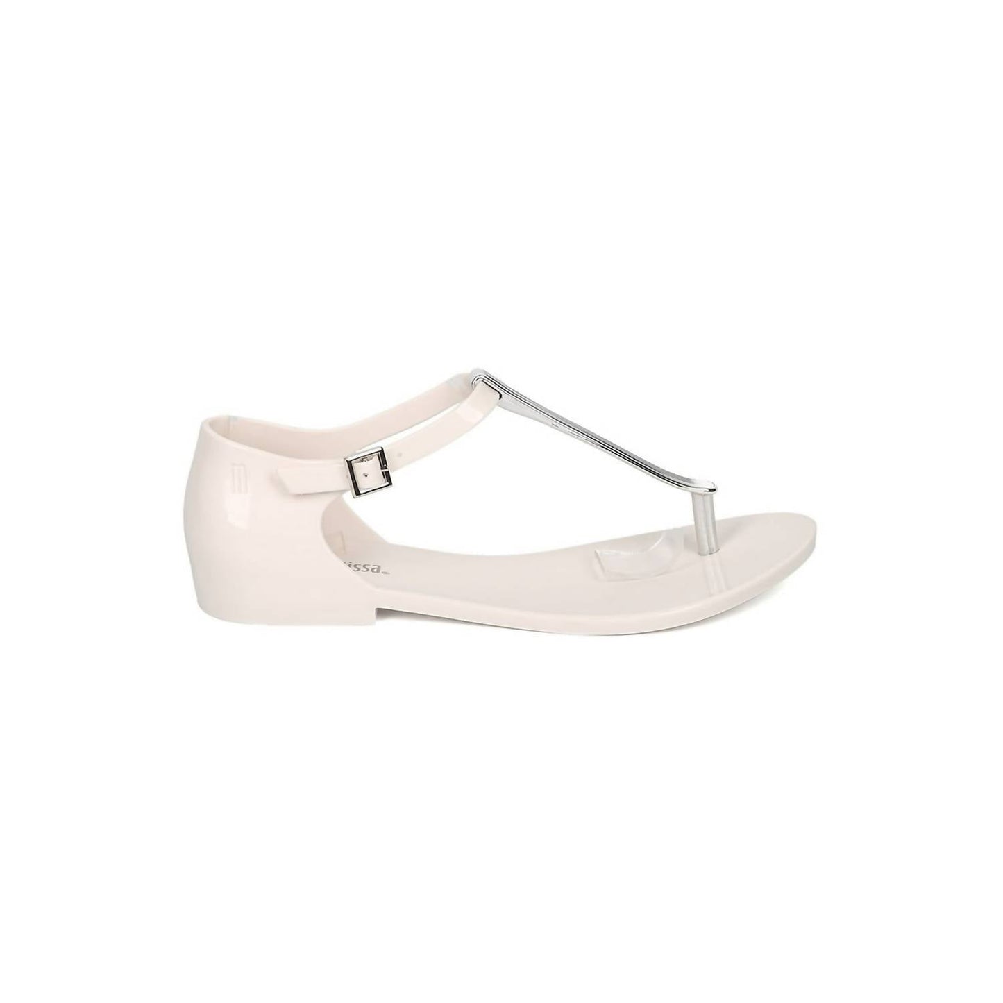 Women's Honey Chrome Jelly Metallic T-Strap Flat Sandal