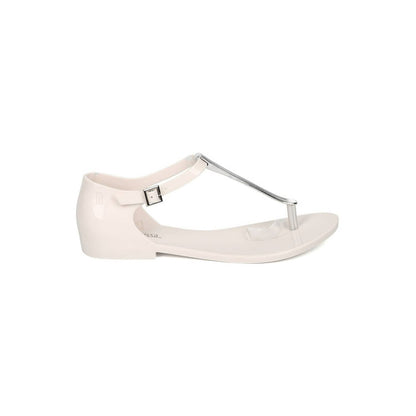 Women's Honey Chrome Jelly Metallic T-Strap Flat Sandal