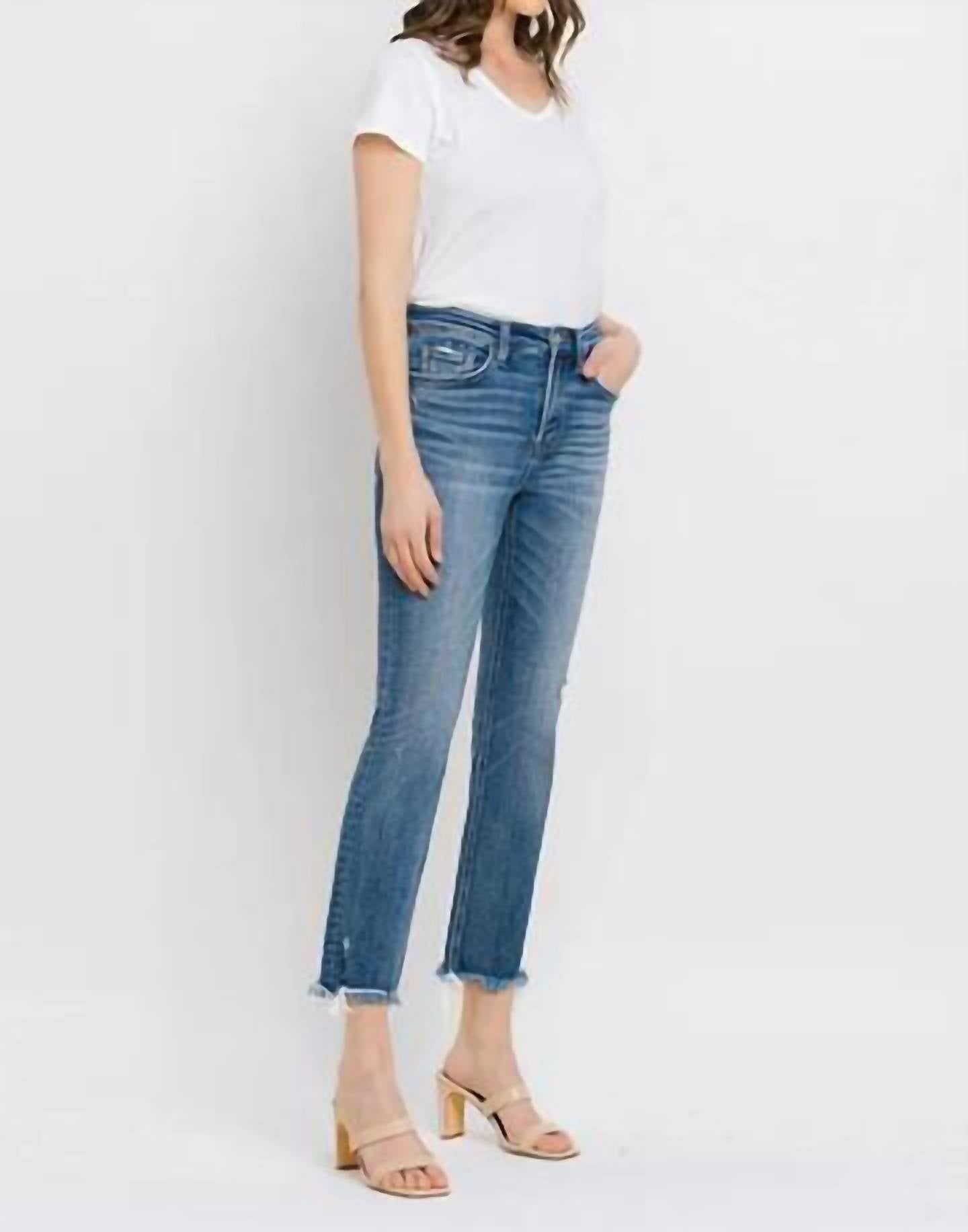 Vervet By Flying Monkey - High Rise Uneven Raw Hem Slim Straight Jean - Plus