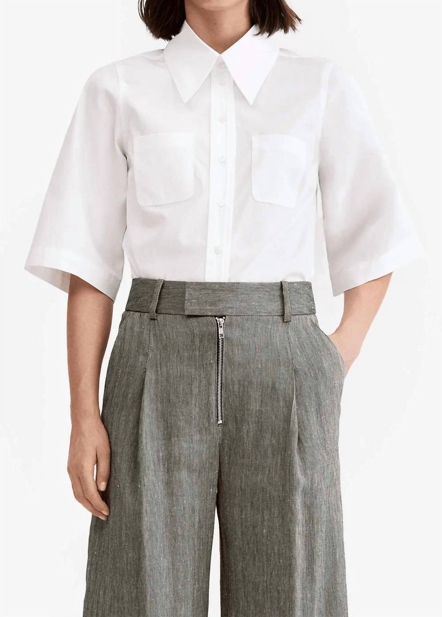 Smythe - 3/4 Sleeve Point Collar Shirt