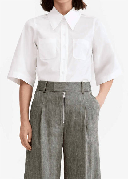 Smythe - 3/4 Sleeve Point Collar Shirt
