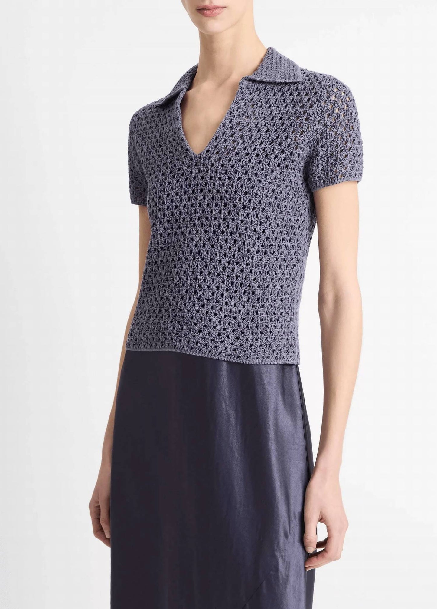 Vince - Macramé Cotton Polo Sweater