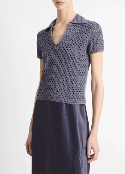 Vince - Macramé Cotton Polo Sweater