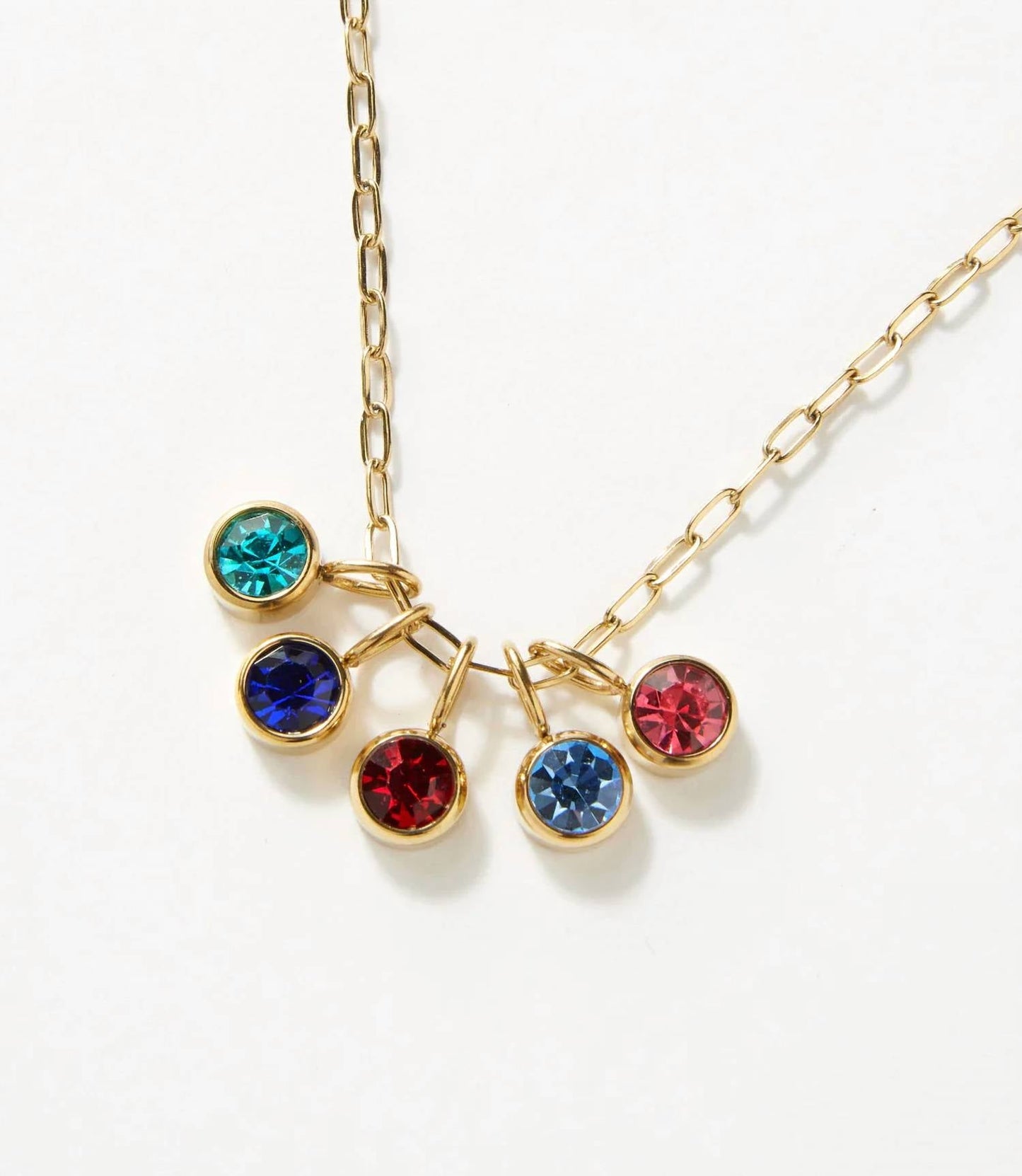 Farrah B Jewelry - Women's Five Gem Charm Necklace