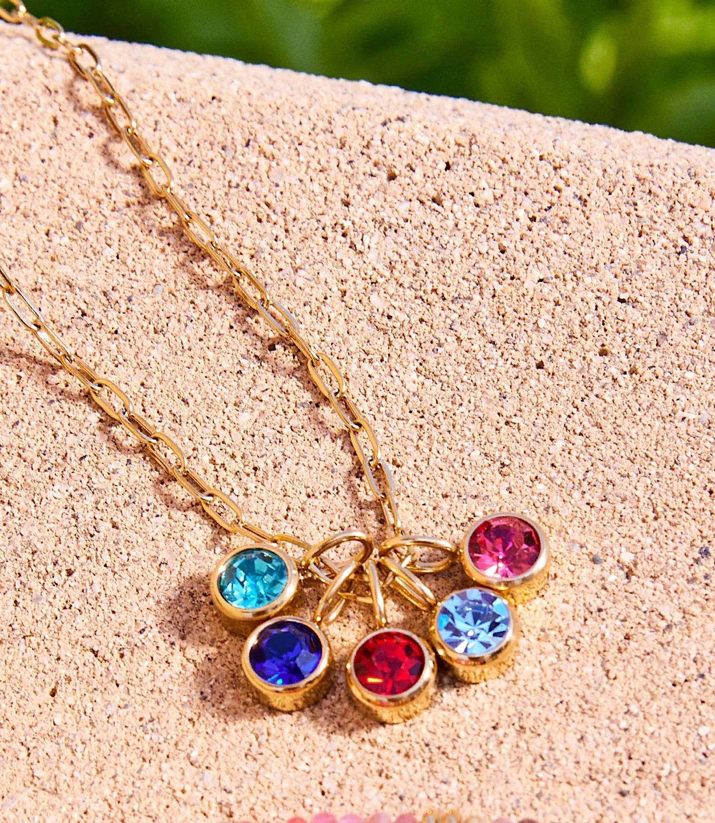 Farrah B Jewelry - Women's Five Gem Charm Necklace