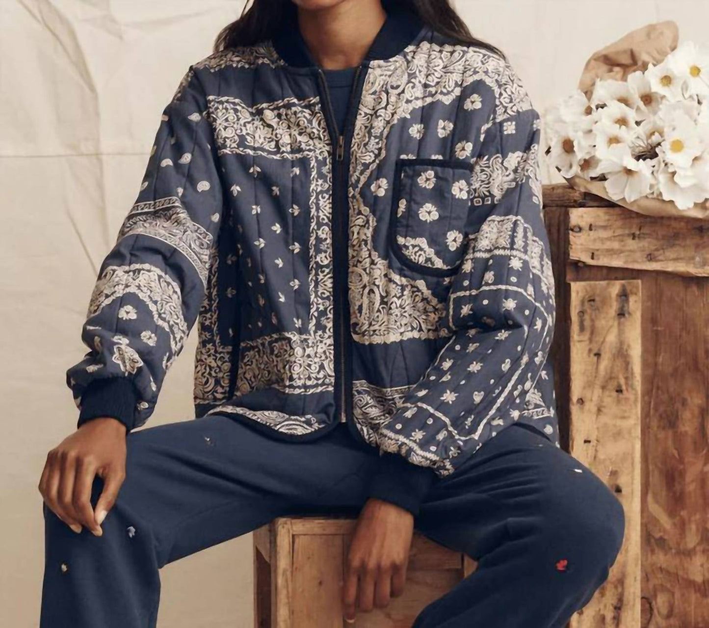 The Great. - Quilted Bomber Jacket