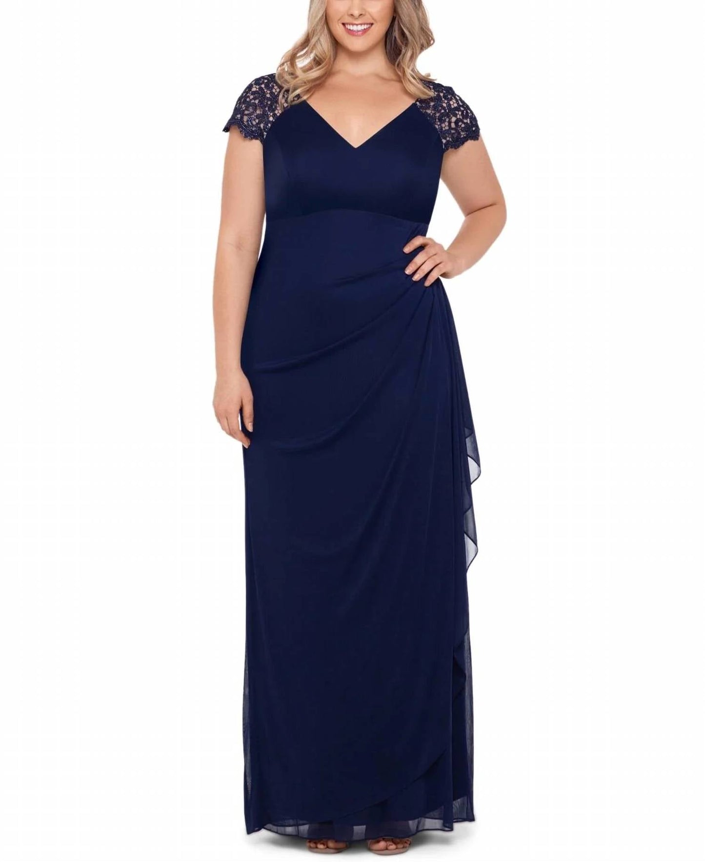 Xscape - Lace Shoulder Maxi Dress - Plus