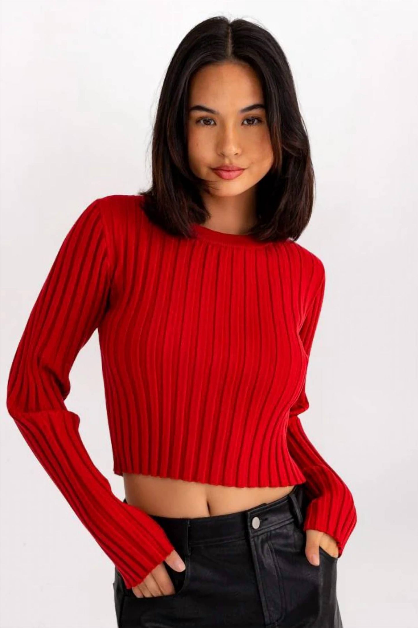 Rowan + Riot - Ruched Open Back Rib Sweater