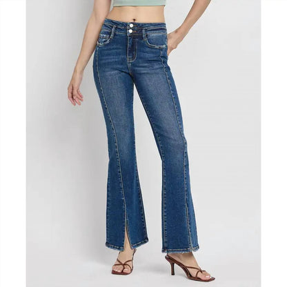 Vervet By Flying Monkey - High Rise Front Seam Slit Flare Jeans