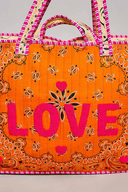 Pol - LOVE Bandana Quilted Tote Bag