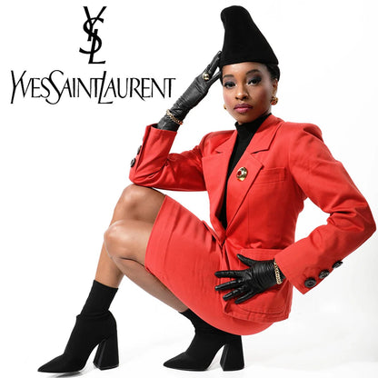 Saint Laurent - Women's Vintage Power Shoulder Blazer And Skirt Suit Set