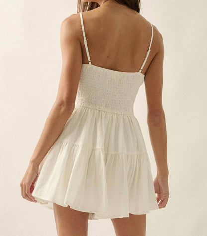 Promesa - Embroidered Garden Cotton Tiered Ruffle Romper