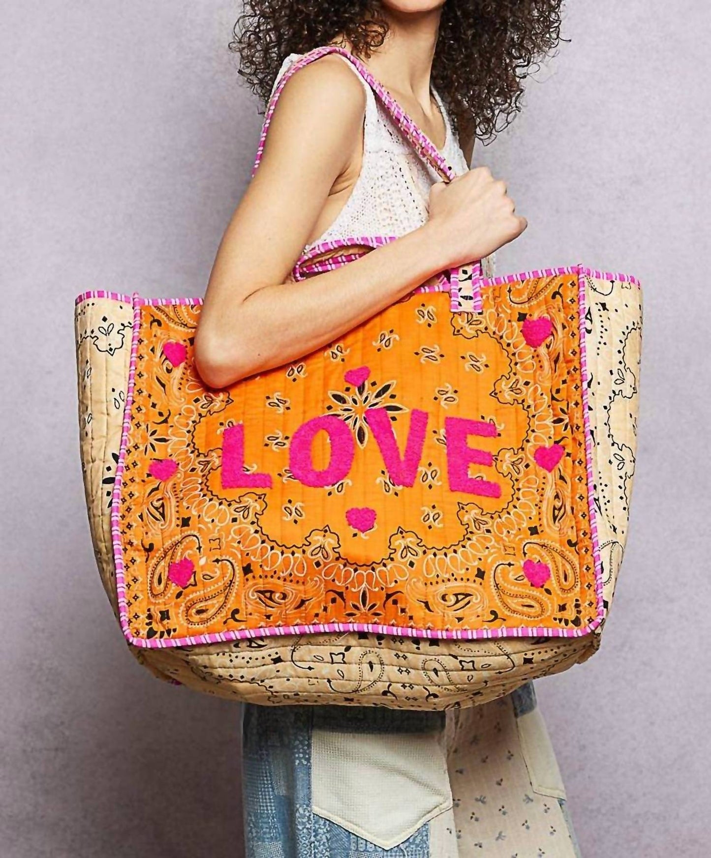 Pol - LOVE Bandana Quilted Tote Bag