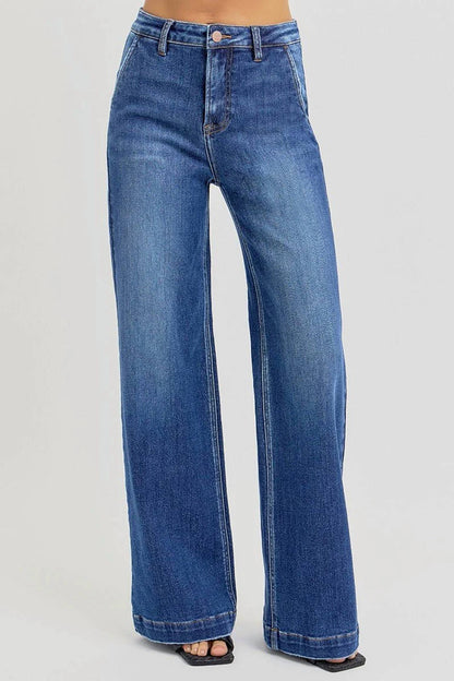 Risen - High-rise Wide-leg Slanted Pocket Western Jeans