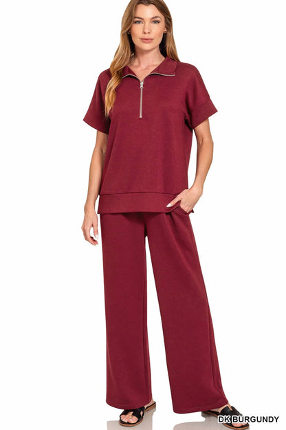 Zenana - Scuba Wide Leg Pants With Pockets