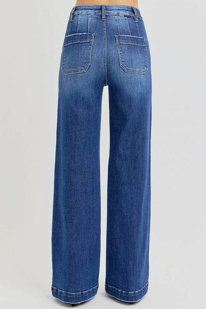 Risen - High-rise Wide-leg Slanted Pocket Western Jeans