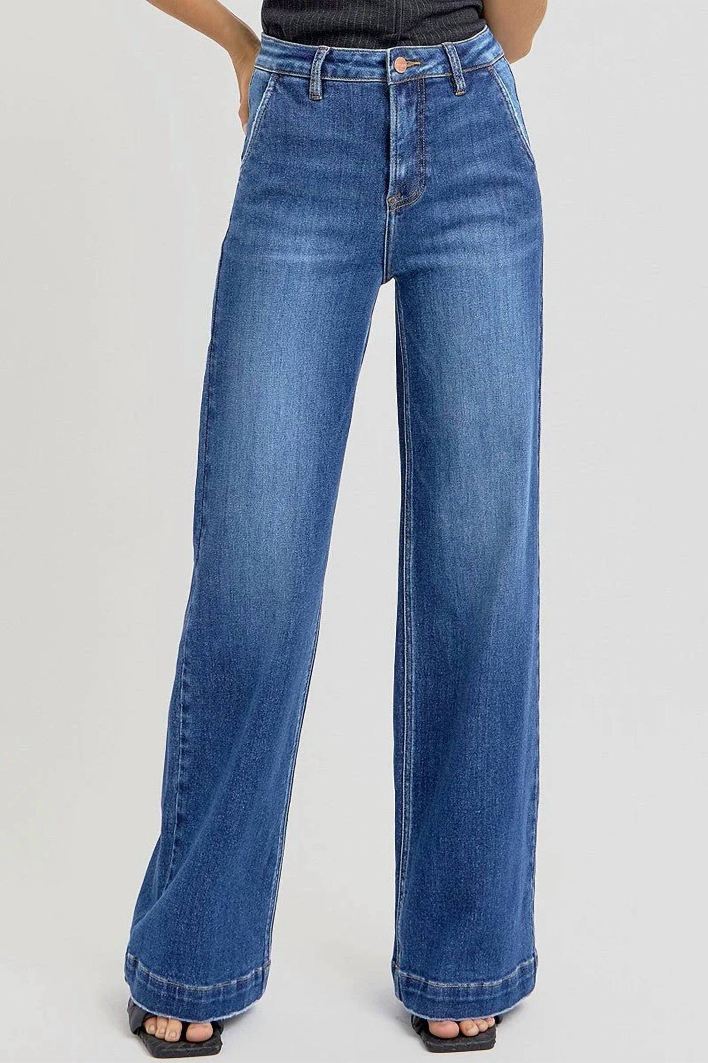 Risen - High-rise Wide-leg Slanted Pocket Western Jeans