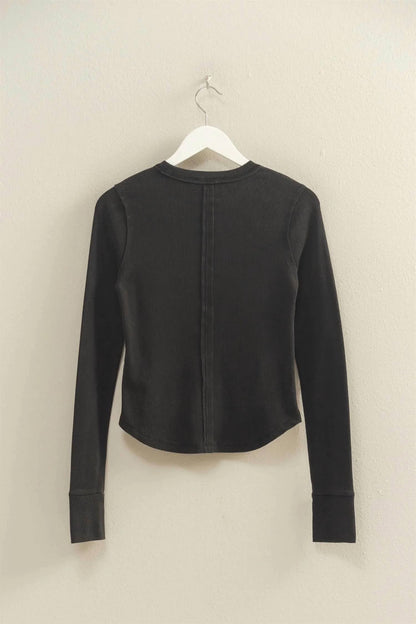 Very J - Mineral Wash Fitted Ribbed Top