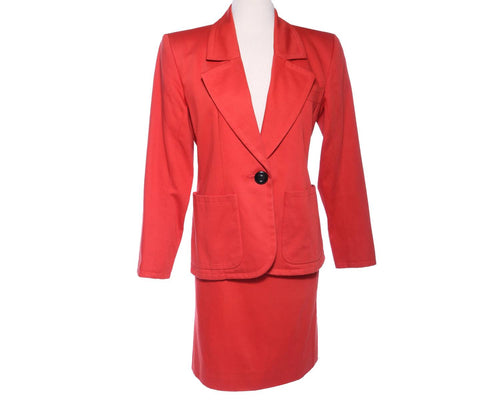 Saint Laurent - Women's Vintage Power Shoulder Blazer And Skirt Suit Set