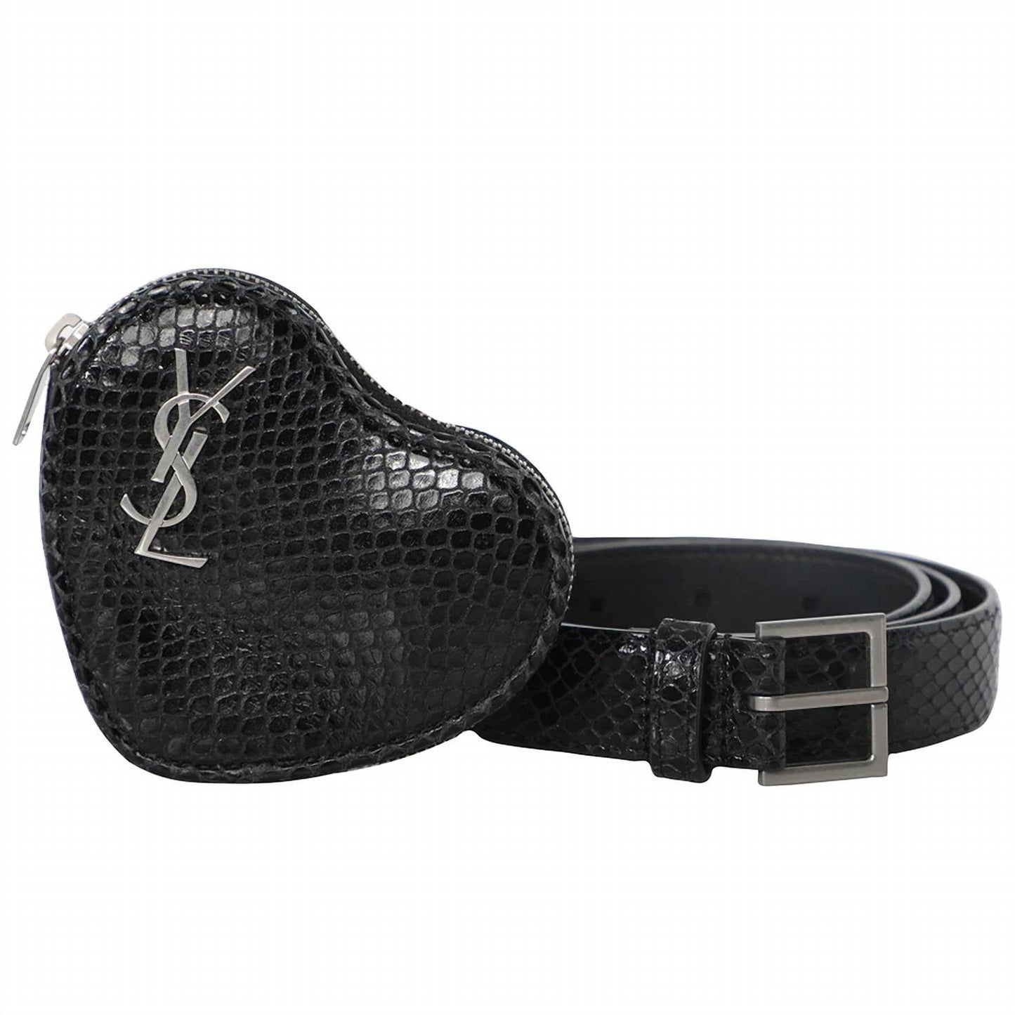 Saint Laurent - Women's Snakeskin Leather Heart Mini Bag Belt