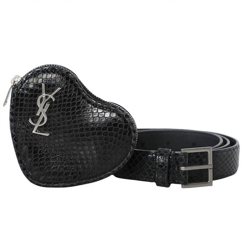 Saint Laurent - Women's Snakeskin Leather Heart Mini Bag Belt