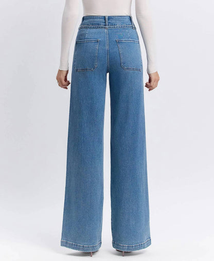 Vervet By Flying Monkey - Super High Rise Tie Waistband Wide Leg Jeans