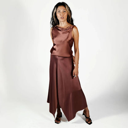Alysi - Satin Midi Skirt
