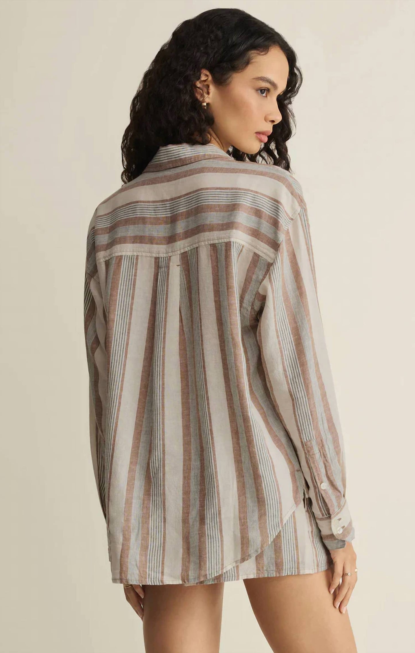 Z Supply - Perfect Striped Linen Button Up Top